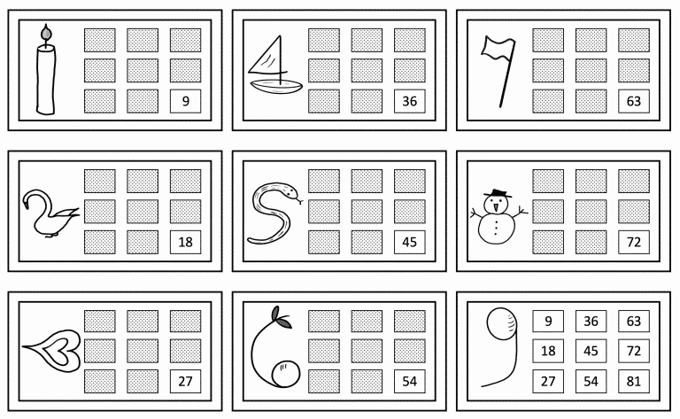 Nine times table - worksheet