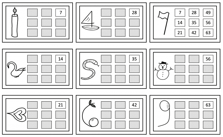 Seven times table - worksheet