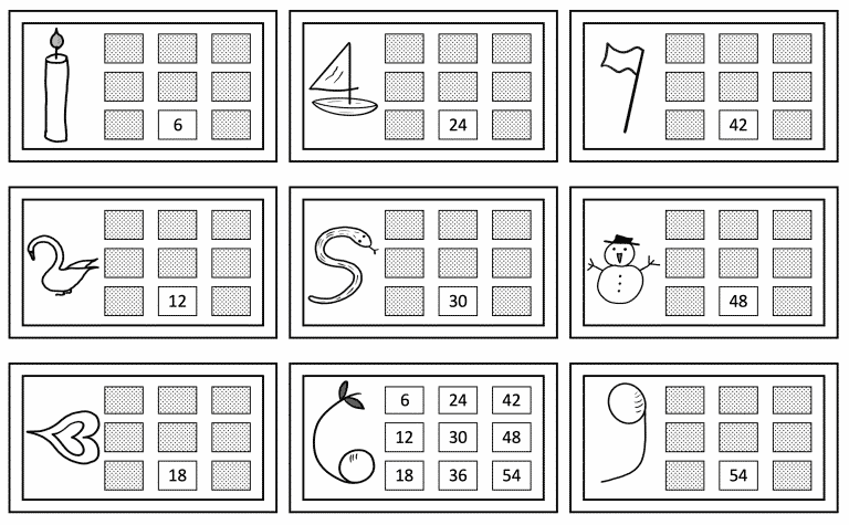 Six times table - worksheet